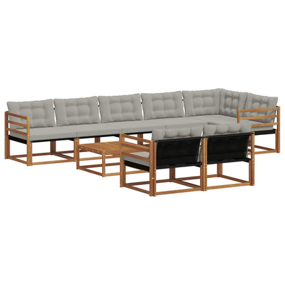 Set di divani da esterno 9 pcs Grigio Naturale e Chiaro | homemem39