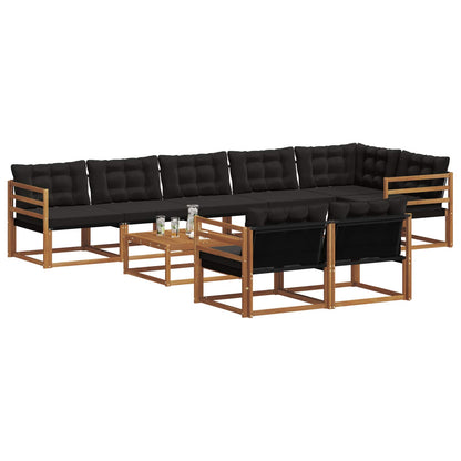 Set di divani da esterno con cuscino 9 pcs Naturale e Nero