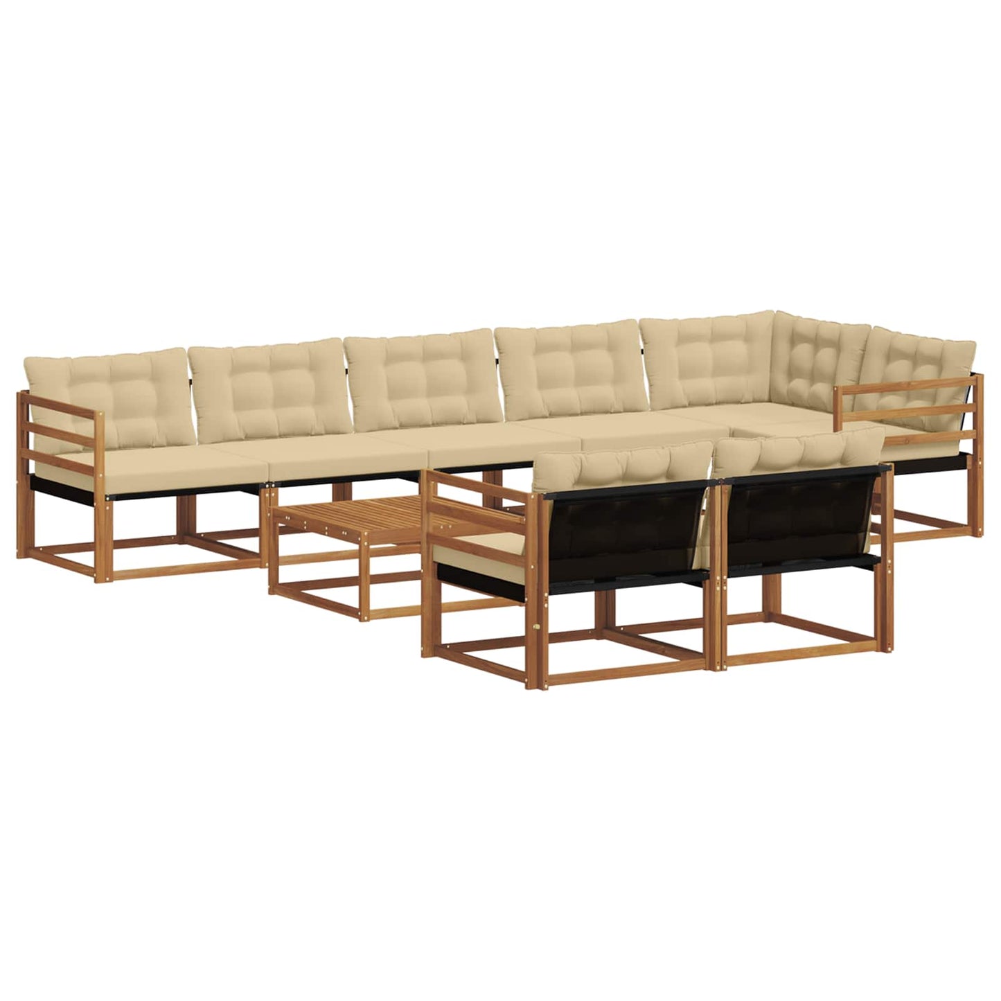Set di divani da esterno con cuscino 9 pcs Naturale e Beige | homemem39