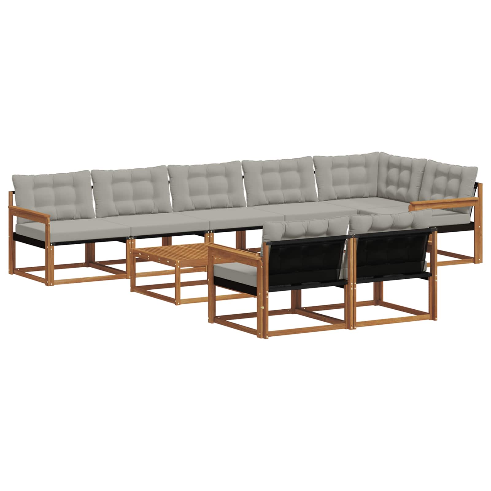 Set di divani da esterno 9 pcs Grigio Naturale e Chiaro | homemem39