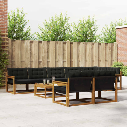 Set di divani da esterno con cuscino 9 pcs Naturale e Nero