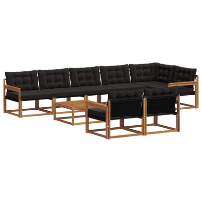 Set di divani da esterno con cuscino 9 pcs Naturale e Nero | homemem39