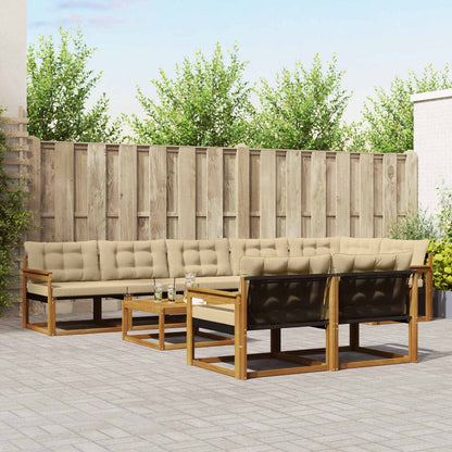 Set di divani da esterno con cuscino 9 pcs Naturale e Beige | homemem39