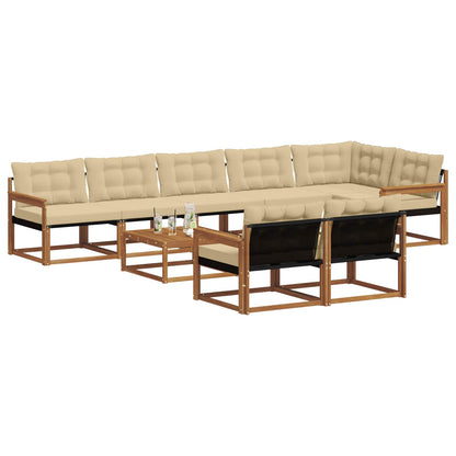 Set di divani da esterno con cuscino 9 pcs Naturale e Beige | homemem39
