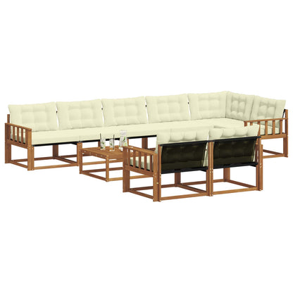 Set di divani da esterno con cuscino 9 pcs Naturale e Crema | homemem39