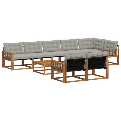 Set di divani da esterno 9 pcs Grigio Naturale e Chiaro