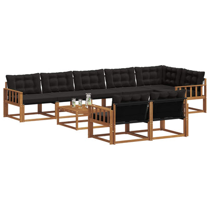 Set di divani da esterno con cuscino 9 pcs Naturale e Nero