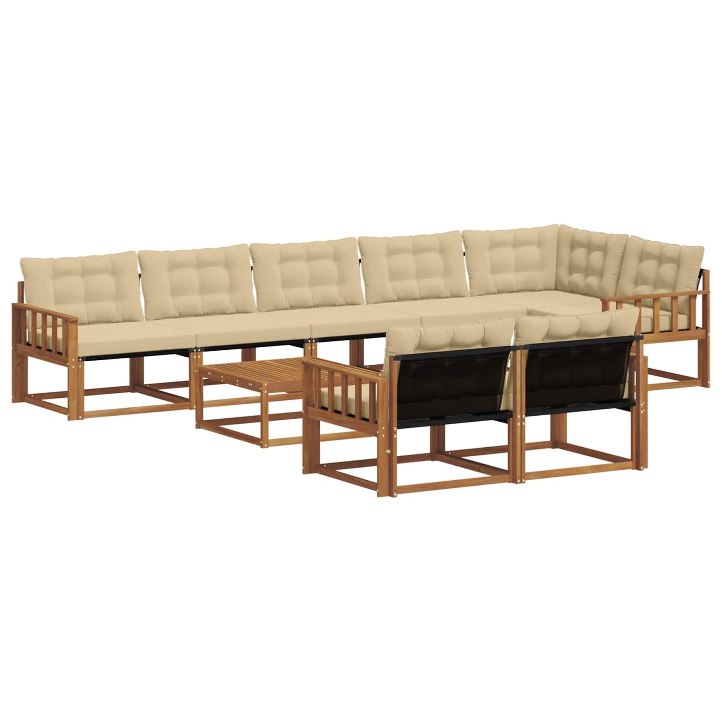 Set di divani da esterno con cuscino 9 pcs Naturale e Beige | homemem39
