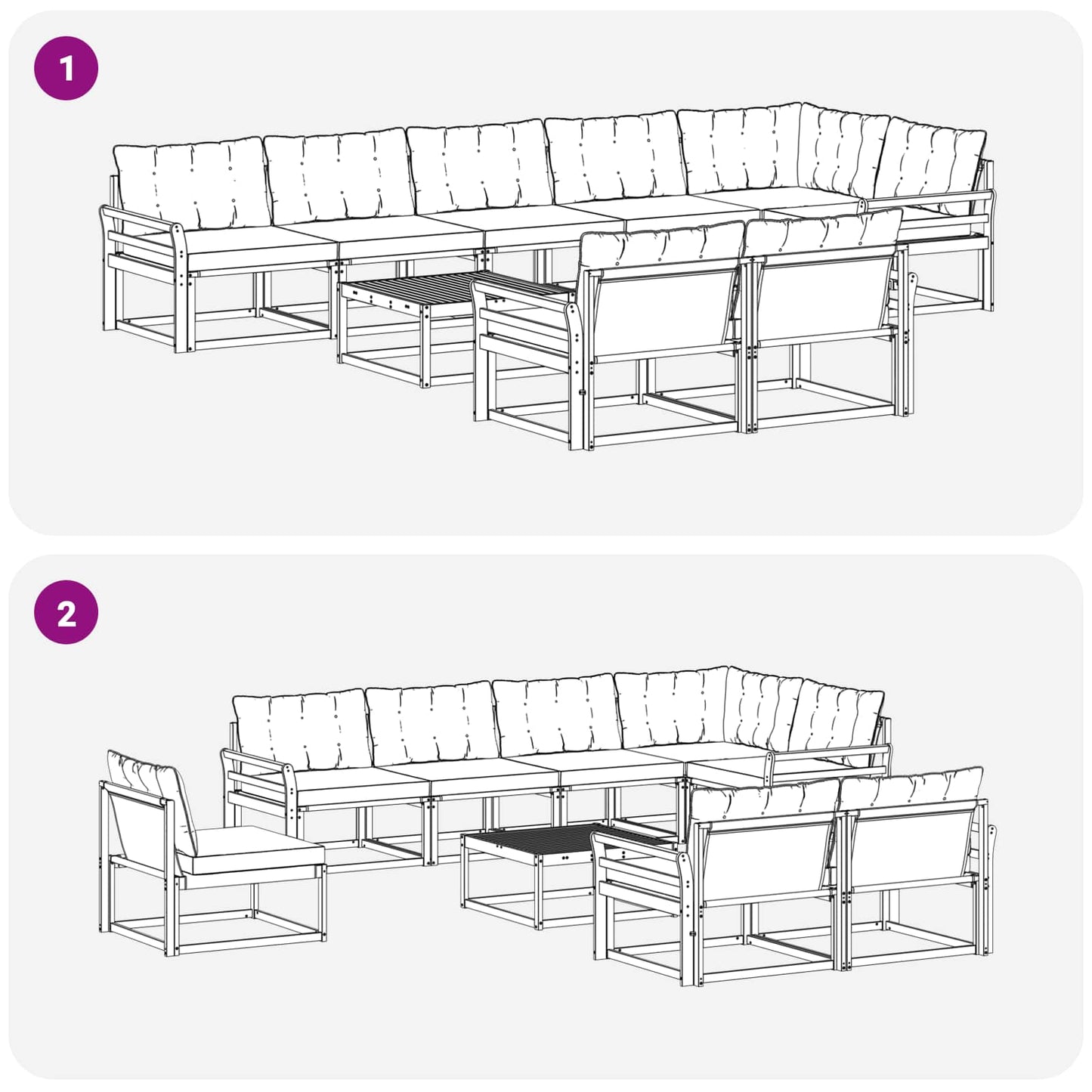 Set di divani da esterno 9 pcs Grigio Naturale e Chiaro | homemem39