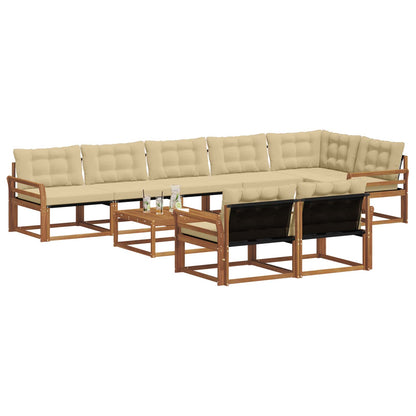 Set di divani da esterno con cuscino 9 pcs Naturale e Beige