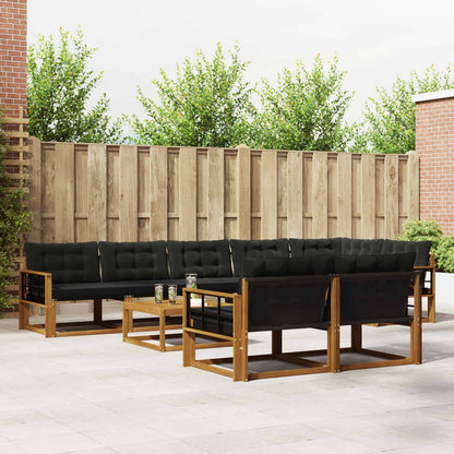 Set di divani da esterno con cuscino 9 pcs Naturale e Nero