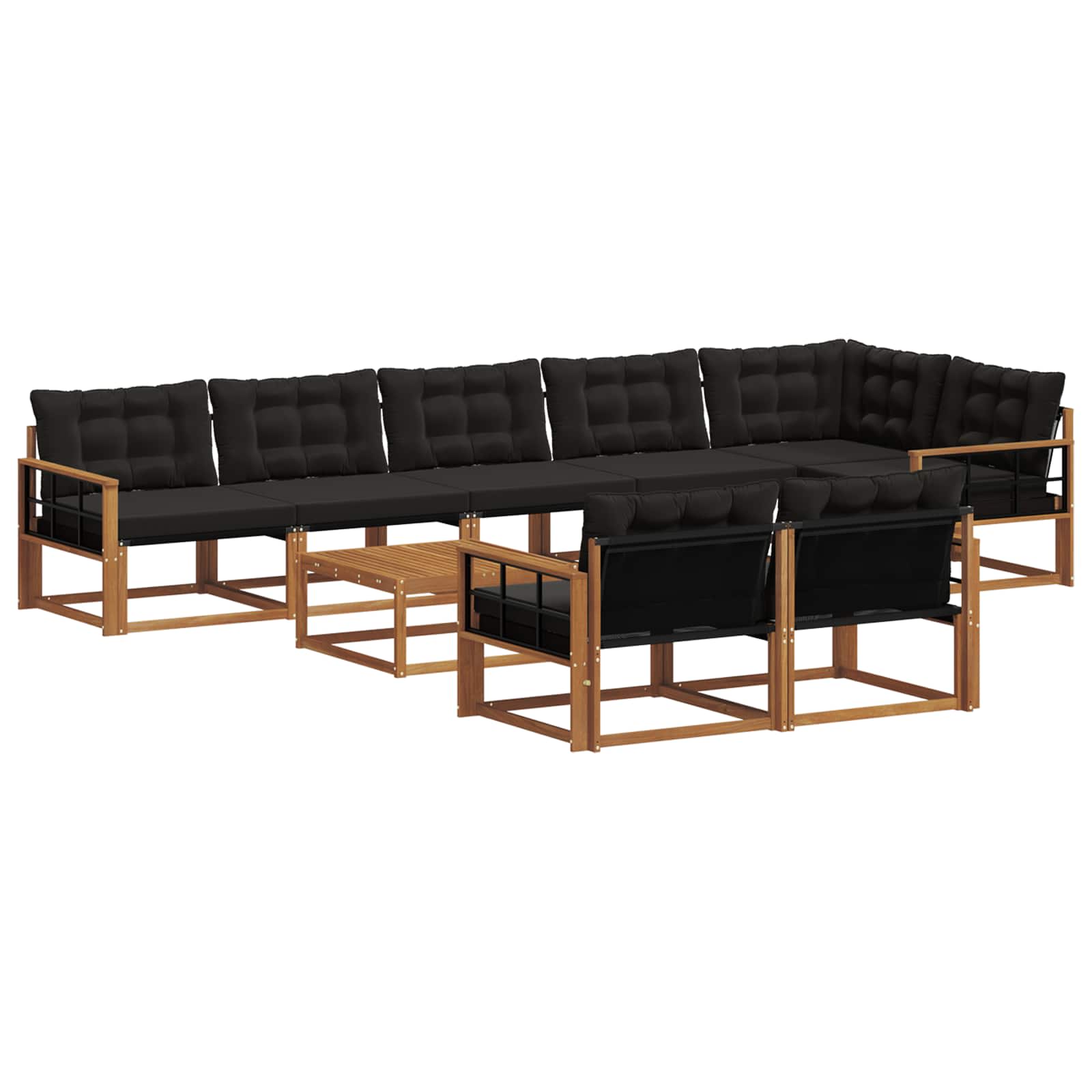 Set di divani da esterno con cuscino 9 pcs Naturale e Nero | homemem39