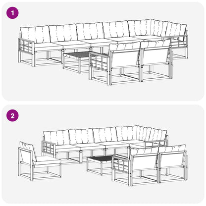 Set di divani da esterno con cuscino 9 pcs Naturale e Nero | homemem39