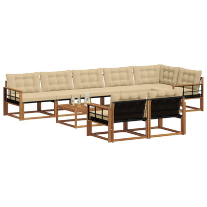 Set di divani da esterno con cuscino 9 pcs Naturale e Beige
