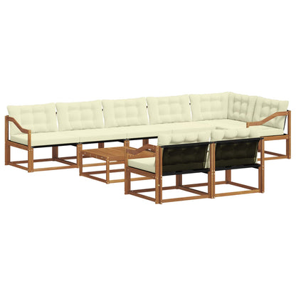 Set di divani da esterno con cuscino 9 pcs Naturale e Crema | homemem39