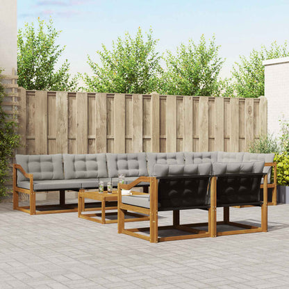 Set di divani da esterno 9 pcs Grigio Naturale e Chiaro