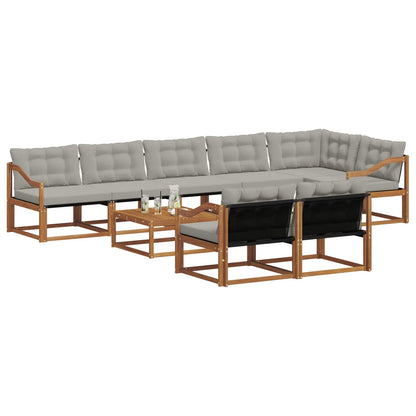Set di divani da esterno 9 pcs Grigio Naturale e Chiaro | homemem39
