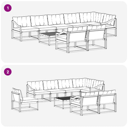Set di divani da esterno con cuscino 9 pcs Naturale e Nero