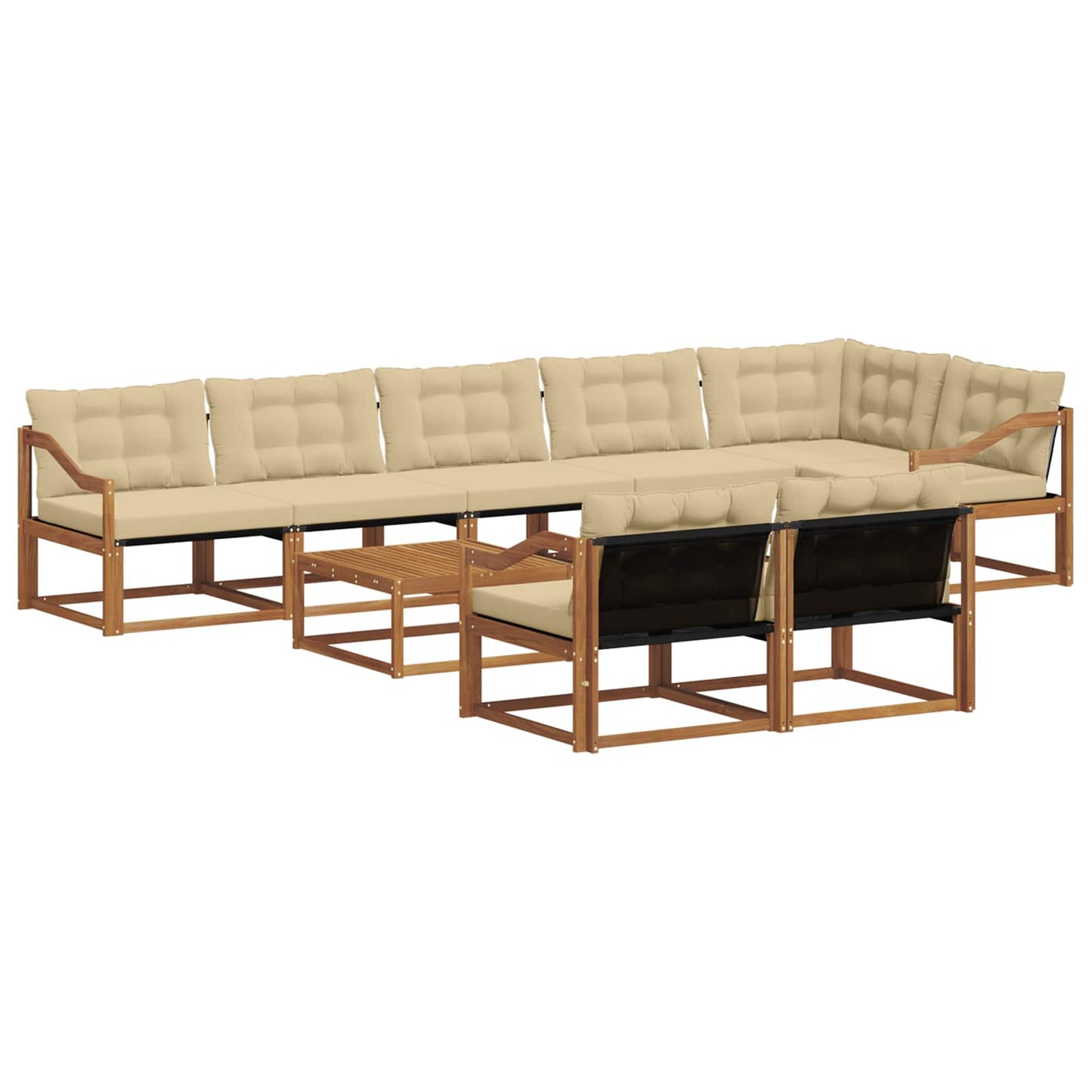 Set di divani da esterno con cuscino 9 pcs Naturale e Beige