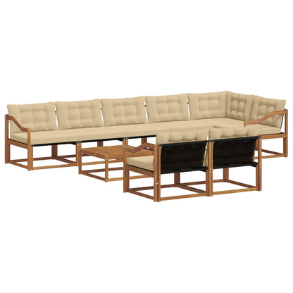 Set di divani da esterno con cuscino 9 pcs Naturale e Beige