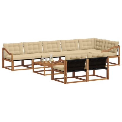 Set di divani da esterno con cuscino 9 pcs Naturale e Beige