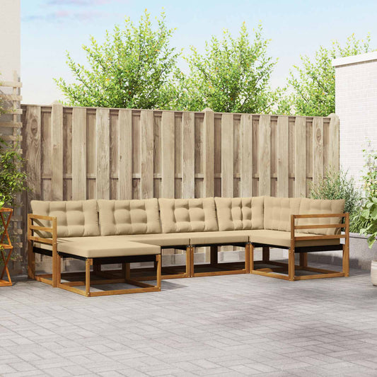 Set di divani da esterno con cuscino 6 pcs Naturale e Beige | homemem39