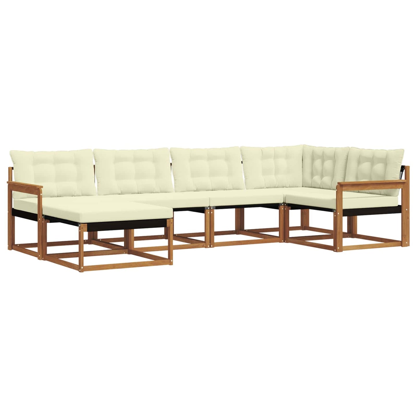 Set di divani da esterno con cuscino 6 pcs Naturale e Crema