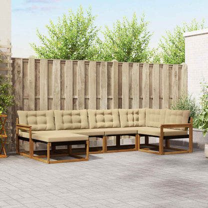 Set di divani da esterno con cuscino 6 pcs Naturale e Beige