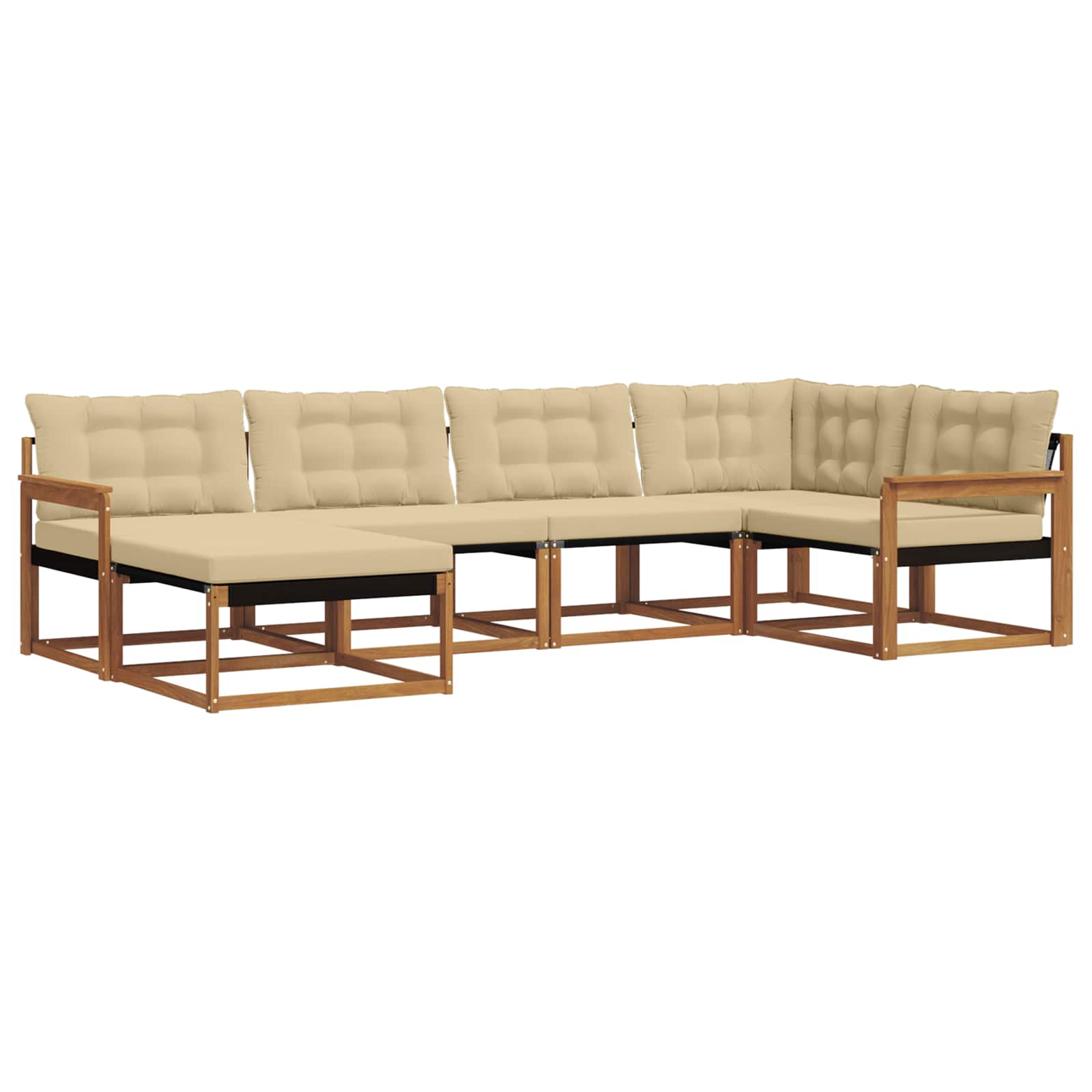 Set di divani da esterno con cuscino 6 pcs Naturale e Beige | homemem39