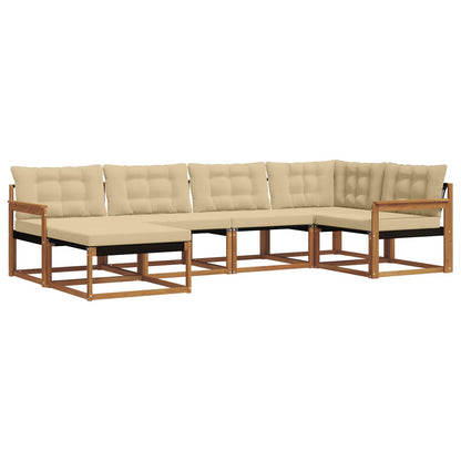Set di divani da esterno con cuscino 6 pcs Naturale e Beige