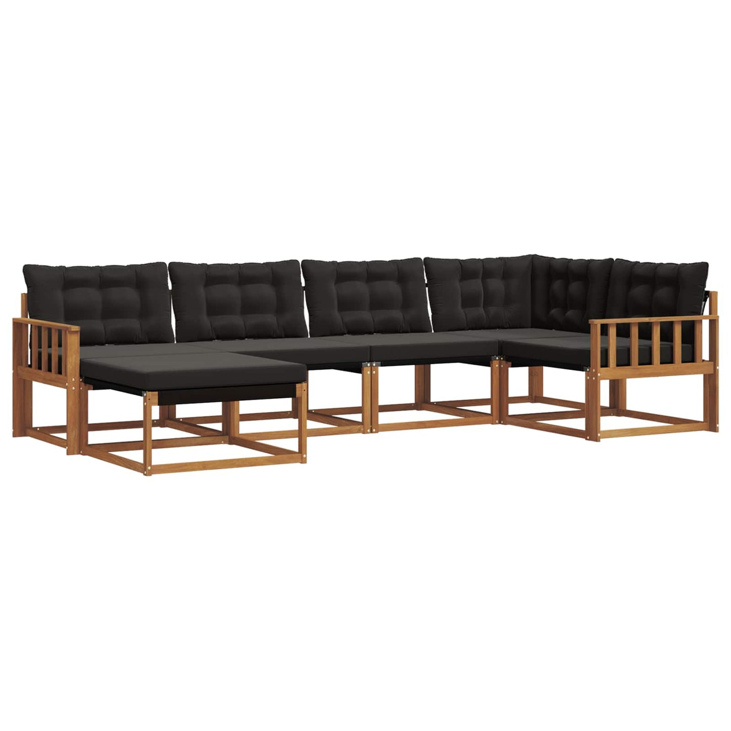 Set di divani da esterno con cuscino 6 pcs Naturale e Nero | homemem39
