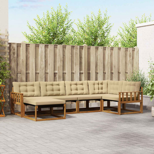 Set di divani da esterno con cuscino 6 pcs Naturale e Beige