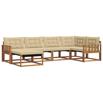 Set di divani da esterno con cuscino 6 pcs Naturale e Beige