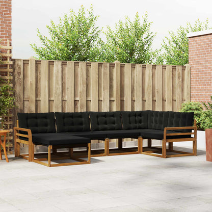 Set di divani da esterno con cuscino 6 pcs Naturale e Nero | homemem39