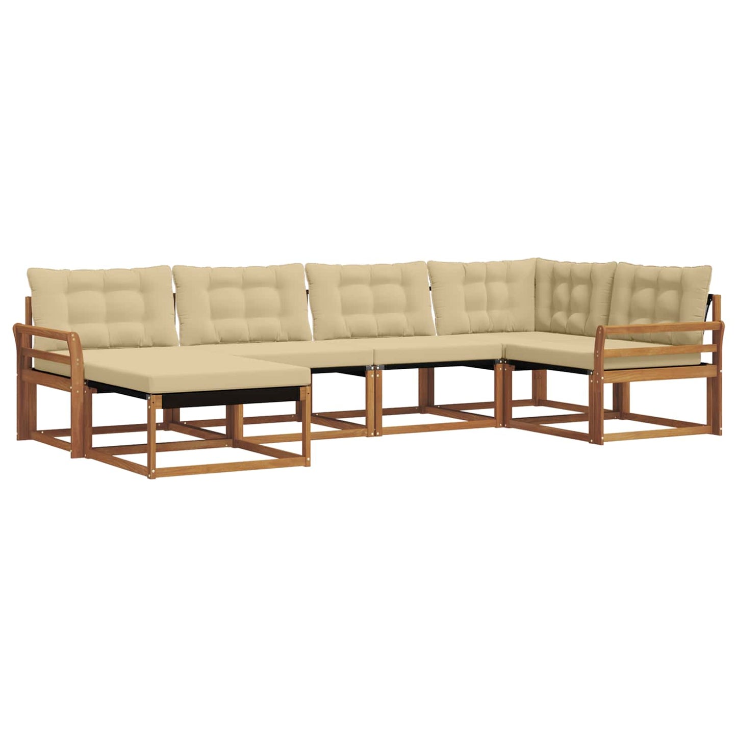 Set di divani da esterno con cuscino 6 pcs Naturale e Beige | homemem39