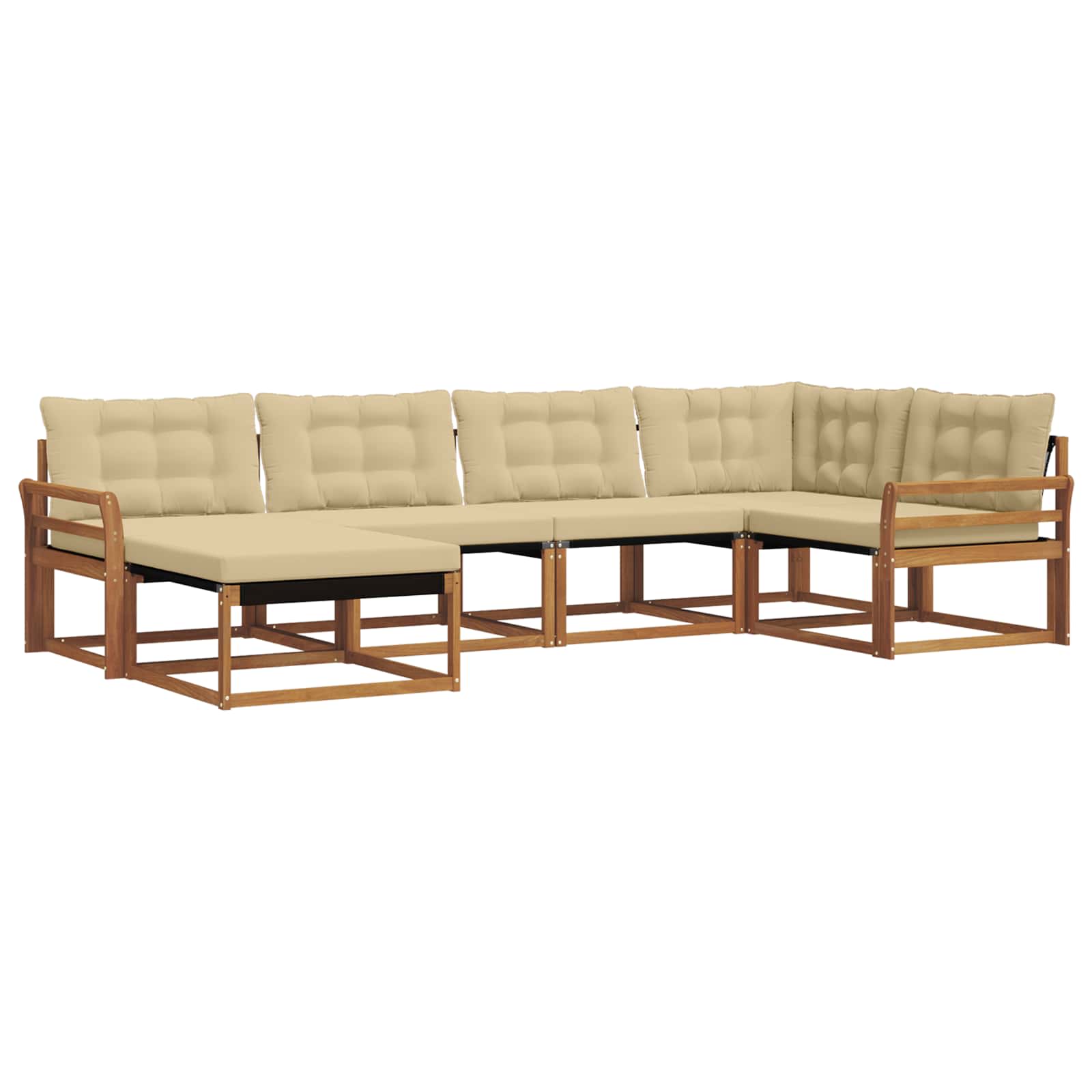 Set di divani da esterno con cuscino 6 pcs Naturale e Beige | homemem39