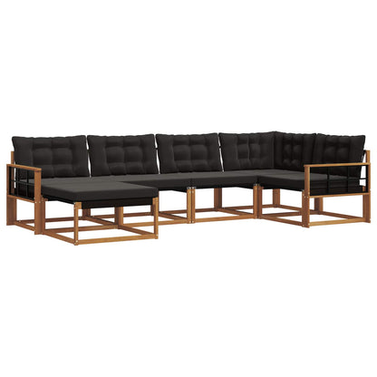 Set di divani da esterno con cuscino 6 pcs Naturale e Nero | homemem39