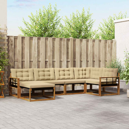 Set di divani da esterno con cuscino 6 pcs Naturale e Beige | homemem39