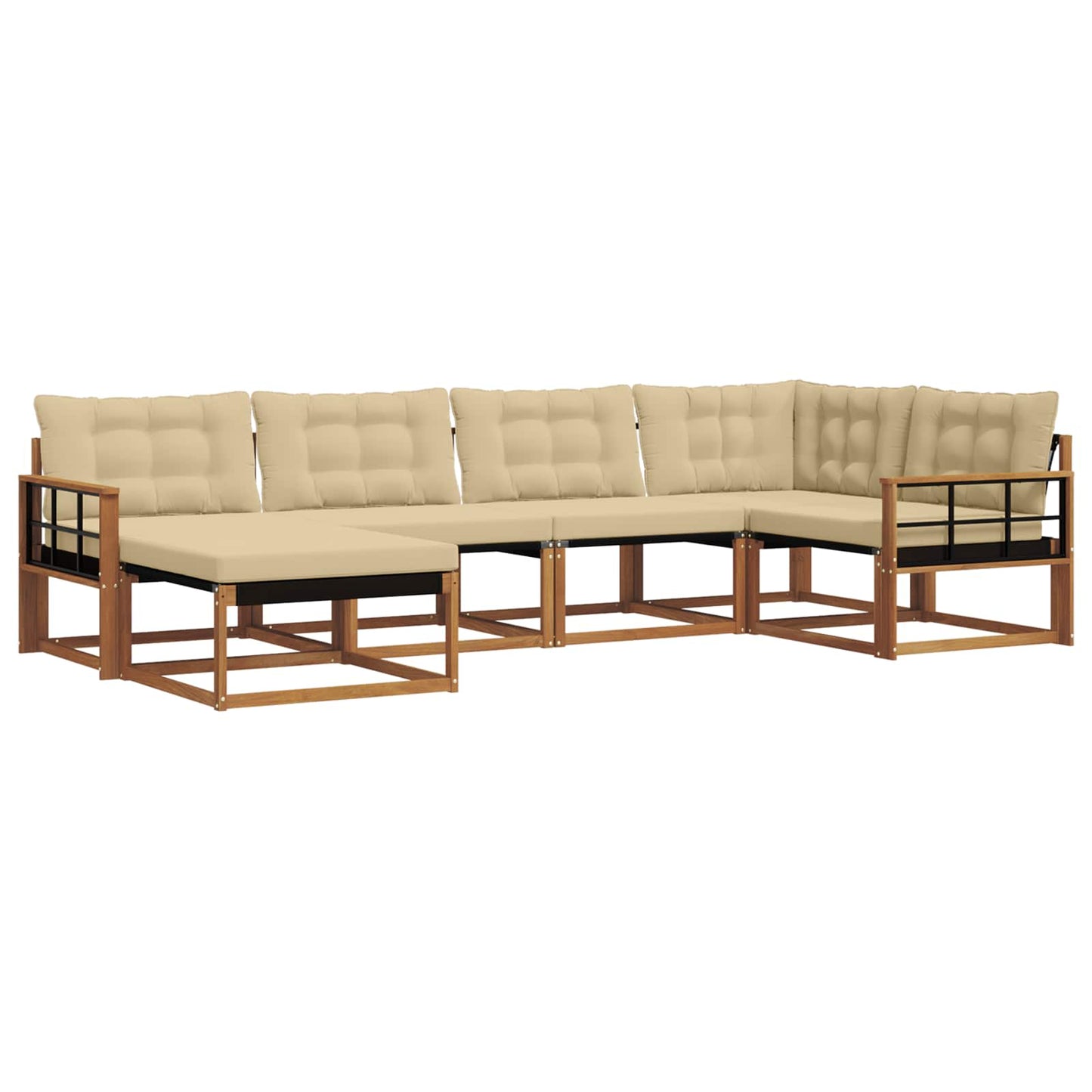 Set di divani da esterno con cuscino 6 pcs Naturale e Beige | homemem39