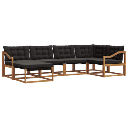 Set di divani da esterno con cuscino 6 pcs Naturale e Nero | homemem39