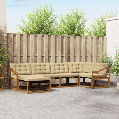 Set di divani da esterno con cuscino 6 pcs Naturale e Beige