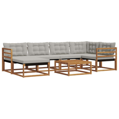 Set di divani da esterno 7 pcs Grigio Naturale e Chiaro
