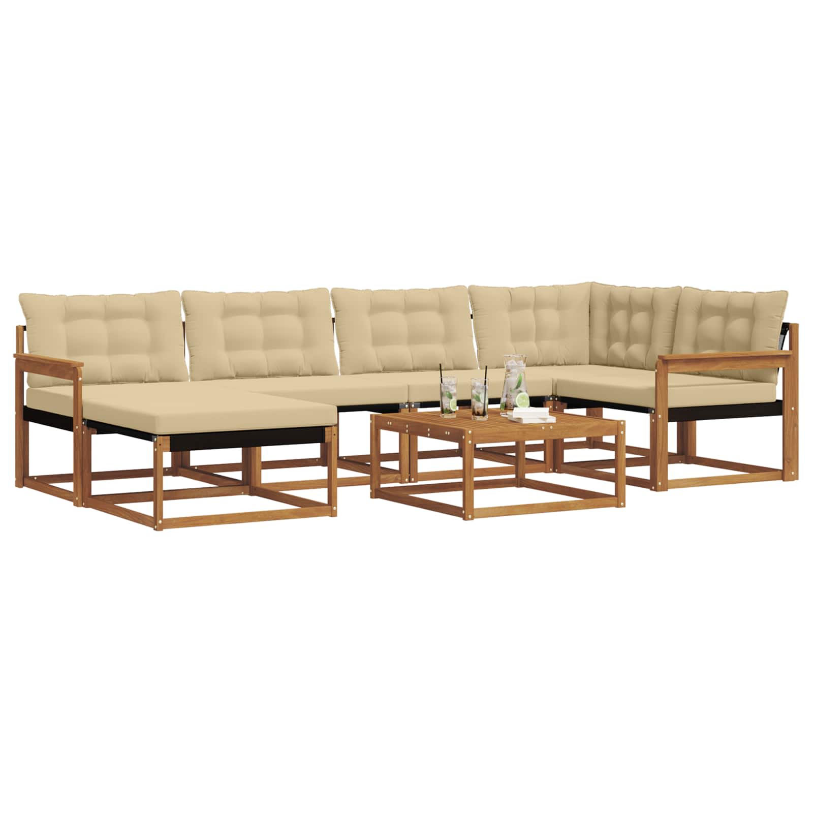 Set di divani da esterno con cuscino 19 pcs Naturale e Beige | homemem39