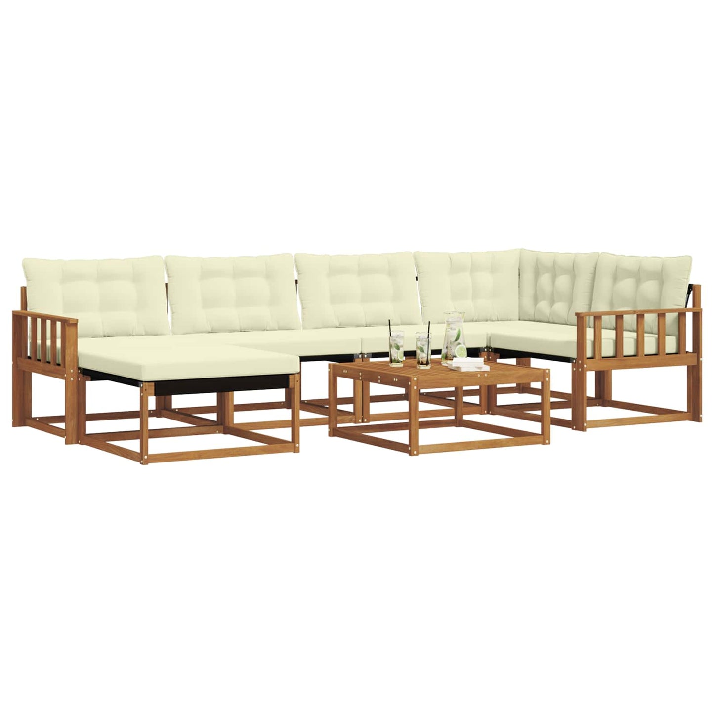 Set di divani da esterno con cuscino 19 pcs Naturale e Crema | homemem39