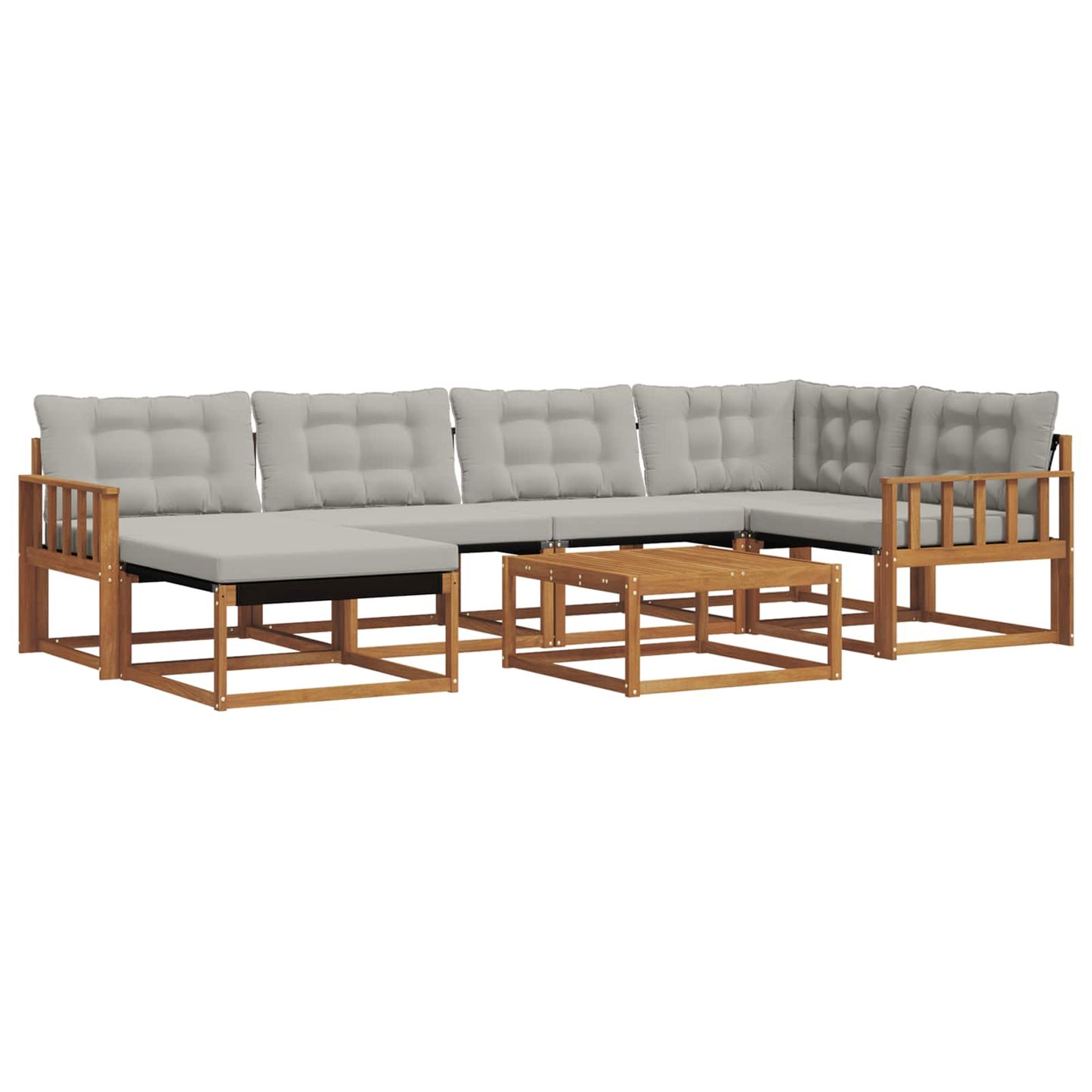 Set di divani da esterno 7 pcs Grigio Naturale e Chiaro | homemem39
