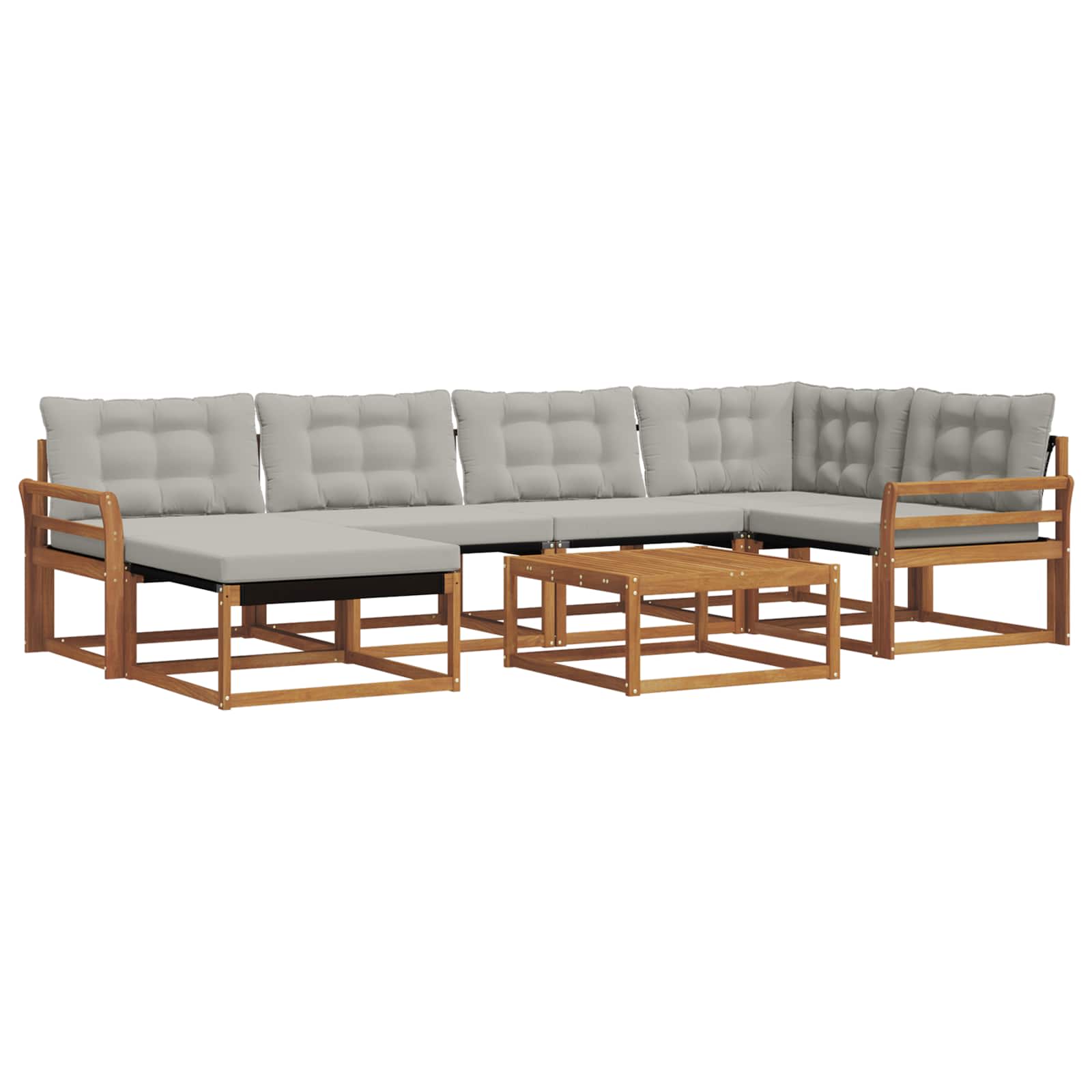 Set di divani da esterno 7 pcs Grigio Naturale e Chiaro | homemem39