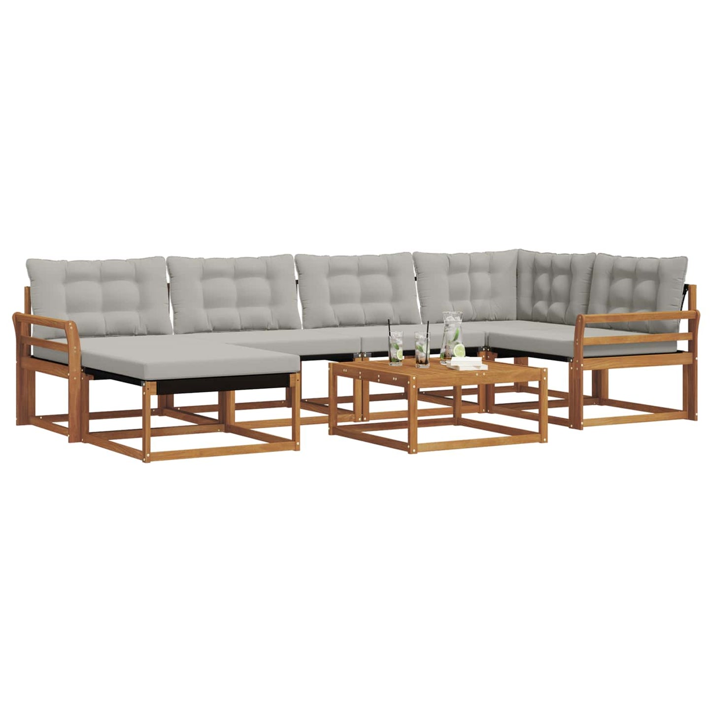 Set di divani da esterno 7 pcs Grigio Naturale e Chiaro | homemem39