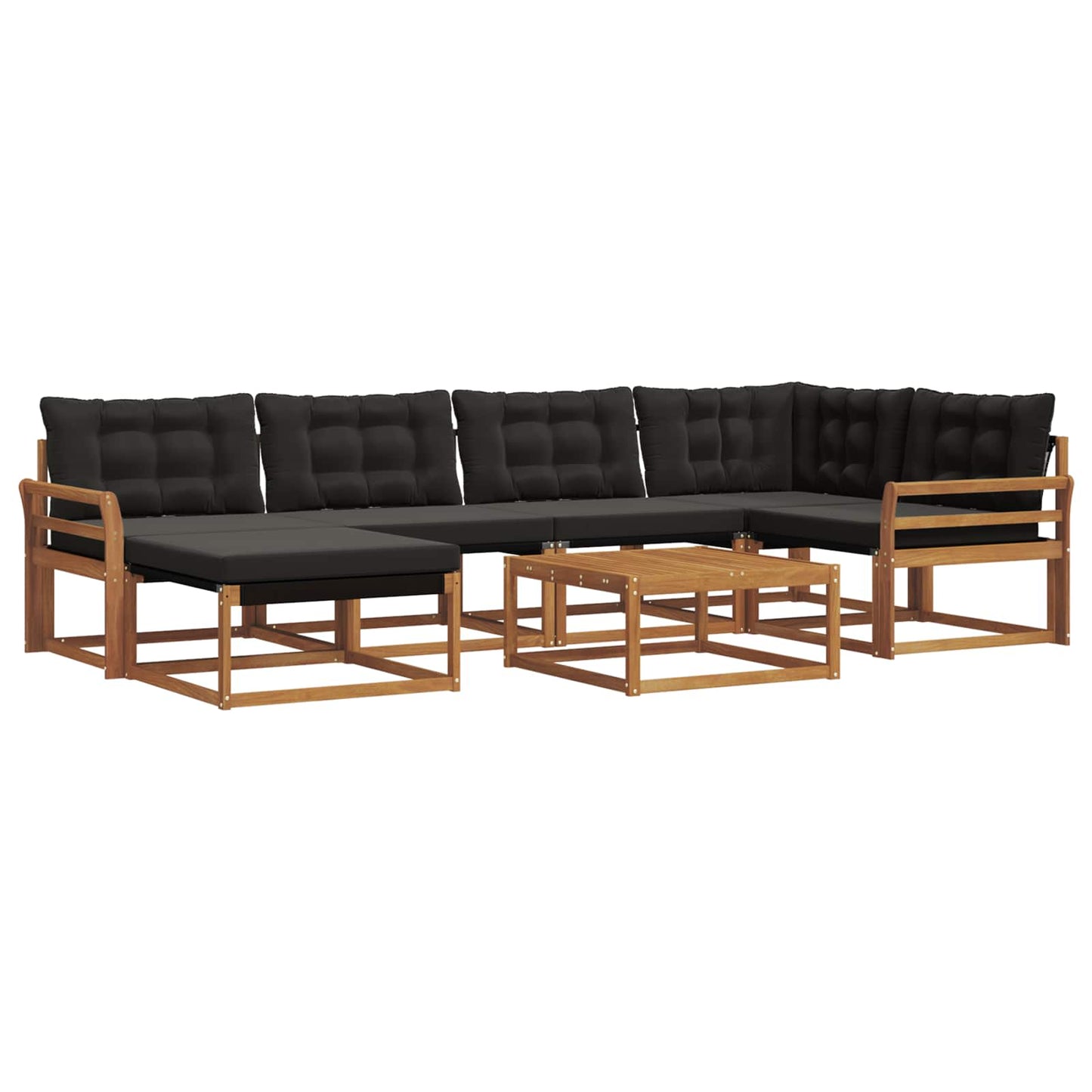 Set di divani da esterno con cuscino 19 pcs Naturale e Nero