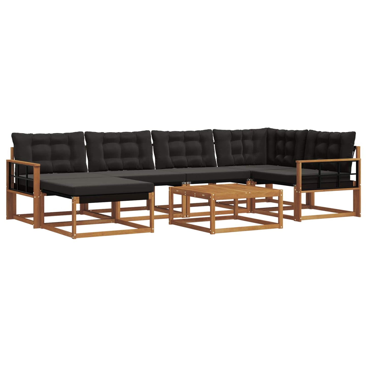 Set di divani da esterno con cuscino 19 pcs Naturale e Nero | homemem39