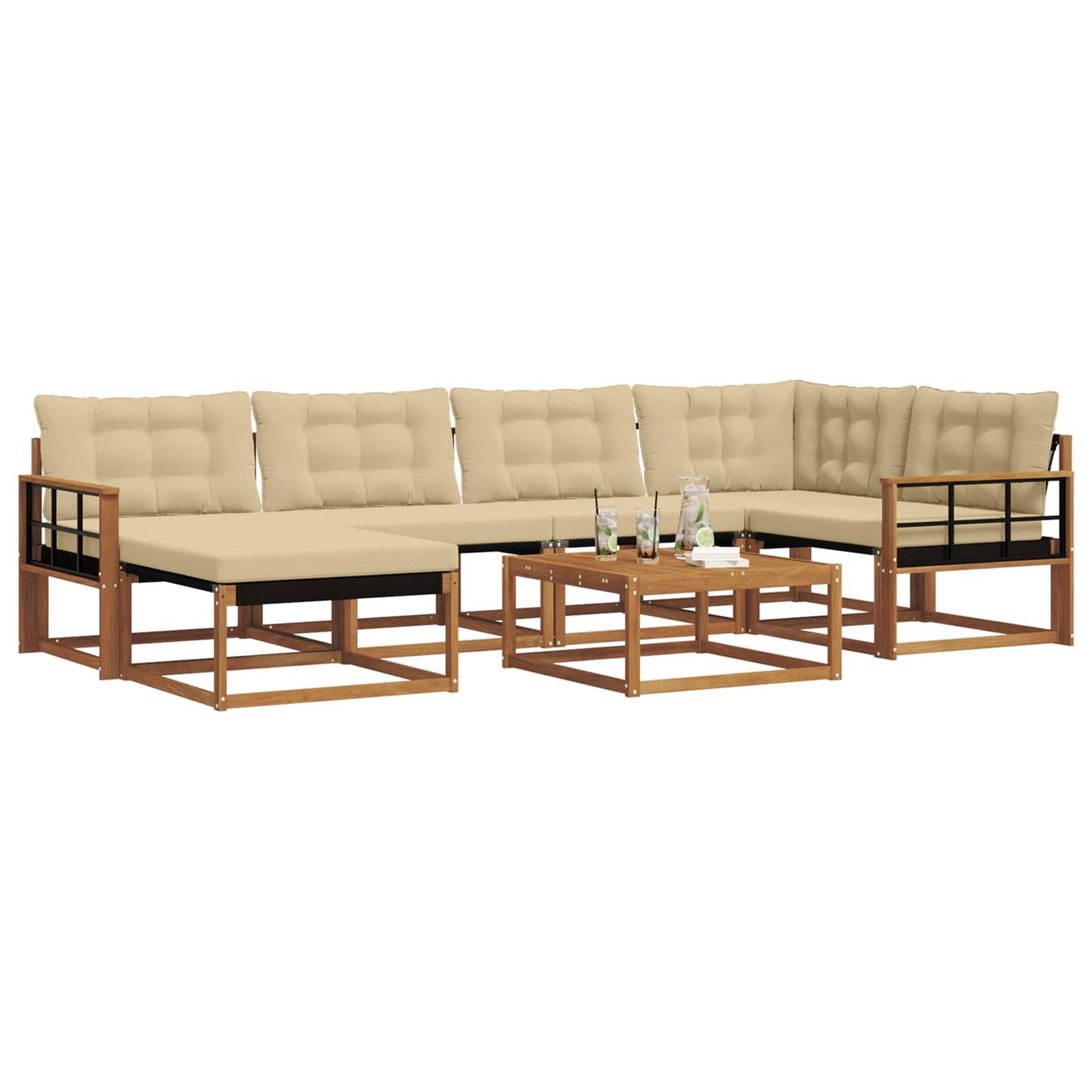 Set di divani da esterno con cuscino 19 pcs Naturale e Beige